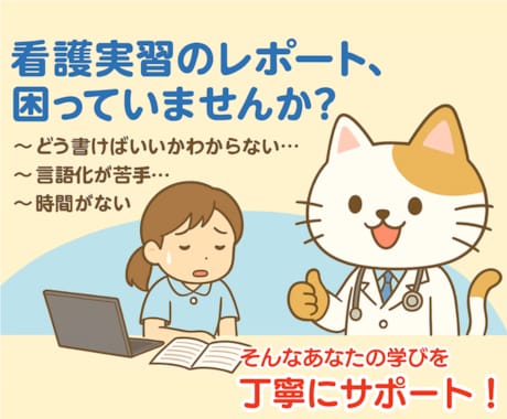 看護実習のレポートをお手伝いします 記録の書き方に悩んでいて、実習がとても不安な方にオススメ！！ イメージ1