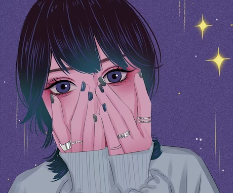 大人可愛いミステリアス✨綺麗SNSアイコン描きます 少しミステリアスで大人っぽい、印象に残る人物イラスト描きます イメージ2