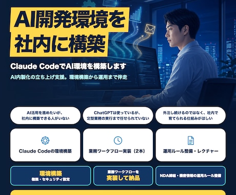 Claude CodeでAI環境を構築します AI内製化の立ち上げ支援。環境構築から運用まで伴走 イメージ1