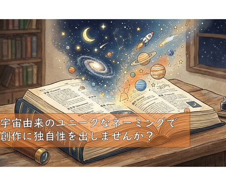 宇宙由来の独自語彙・固有名詞を創作向けに設計します 宇宙・天文由来の言葉で創作に独自性を イメージ1