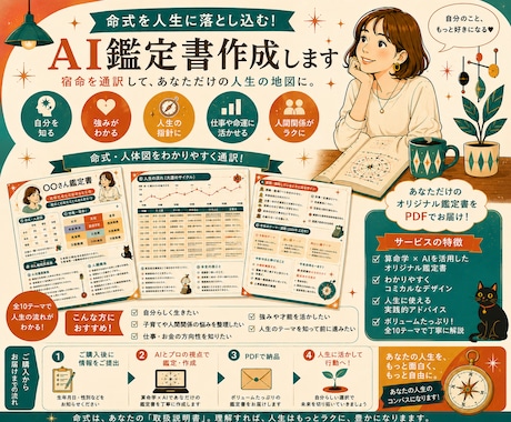 命式を人生に落とし込むAI鑑定書作ります 算命学の命式を“読む”だけでなく人生で使える言葉へ翻訳します イメージ1