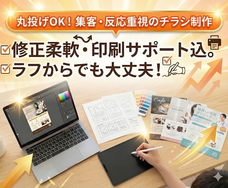 修正柔軟！反応が変わるプロ品質のチラシ制作します 専門用語不要。印刷入稿サポート込。ラフ書きからでもOK。 イメージ1