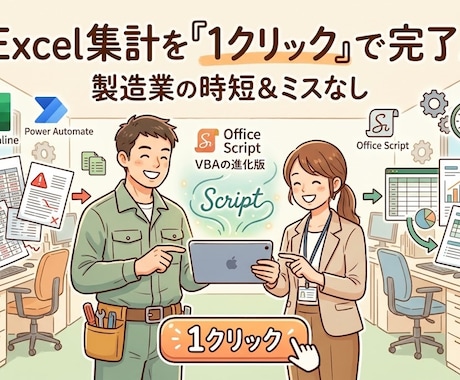 Office Scriptでエクセル自動化します 毎日手作業でやっている「Excel業務」、自動化しませんか？ イメージ1