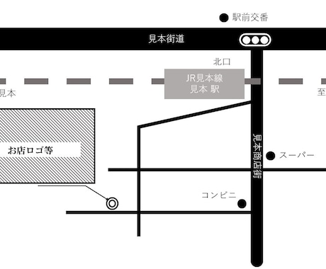 シンプルでモノクロの案内マップを格安で作ります HPやチラシに地図を載せたくて、誰かに作ってほしい時に イメージ1