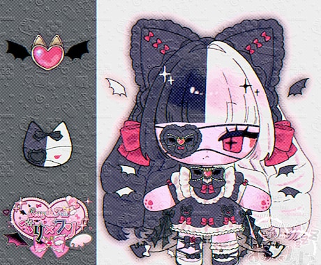 ぬい風ミニキャラ描きます ぬい風ミニキャラと簡易な2〜3つのモチーフ入り1枚絵です イメージ2