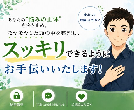 あなたのモヤモヤした頭の中を整理します どのようなモヤモヤでも構いません！気軽にお願いいたします！ イメージ1