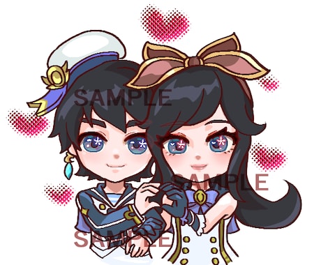 かわいいデフォルメペアアイコンつくります コテキャ・夢絵・カップルアイコンにどうぞ♡ イメージ1