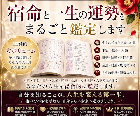 貴方様の人生は生まれた瞬間から「設計図」があります あなたの人生を読み解く、世界にひとつの取扱説明書を作りします イメージ1