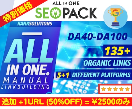 洗練されたオールインワンSEOで被リンク強化します 追加＋１URL２５００円のみ！無料プレミアム・インデックス付 イメージ1