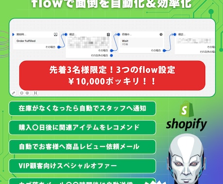 Shopify Flowで面倒なことを自動化します 設定代行でEC運営の効率化のお手伝いをします！ イメージ1