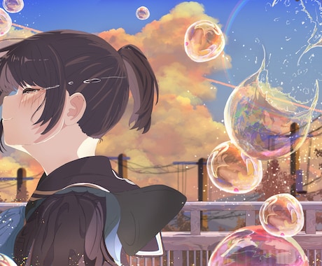 かわいい女の子と爽やかな雰囲気のイラストを描きます イメージ1