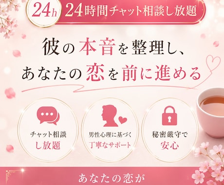 24時間チャット｜彼の本音を分析します 誰にも言えない恋の悩みや不安を整理し解決策を考えます イメージ1