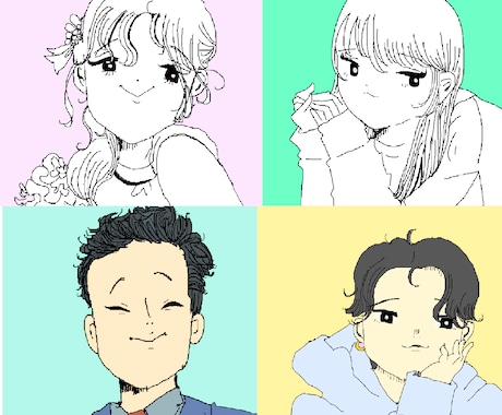 漫画のキャラクター風の似顔絵を描きます 特徴を活かしつつかわいく・格好良く描きます！アイコンなどに！ イメージ1