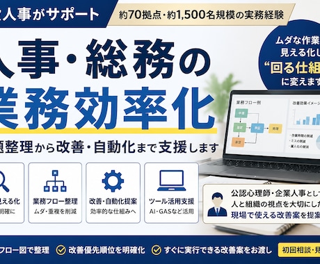 人事・総務・労務業務のムダと属人化を整理します 現役人事が伴走で改善の第一歩を設計 イメージ1
