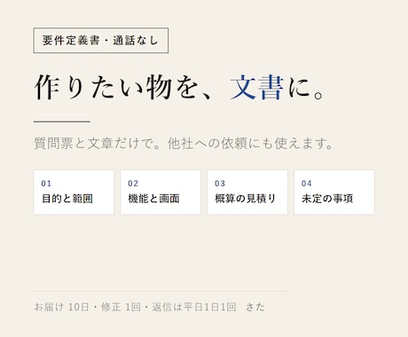 作りたいシステムの要件定義書を通話なしで作ります イメージ1