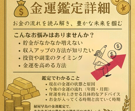 あなたの金運鑑定します ◆あなただけの金運の流れと開運ポイントをお届け◆ イメージ2