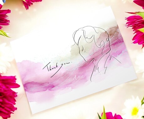 母の日のぴったりな線画似顔絵をデザインします 母の日　「やさしい横顔の贈りもの」線画似顔絵 イメージ2
