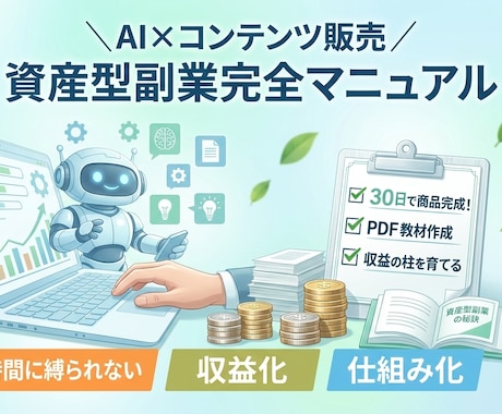 AI×コンテンツ販売で資産化する副業方法を教えます 初心者でもゼロから"30日で仕組みを作る実践ロードマップ" イメージ1
