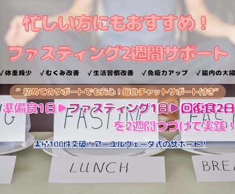 初回の方専用★ファスティング2週間サポートします 【初級者編】日常生活を取り入れながらファスティング イメージ1
