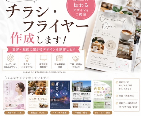 チラシ・フライヤー、作成します 集客・販促に繋がるデザインをします イメージ1
