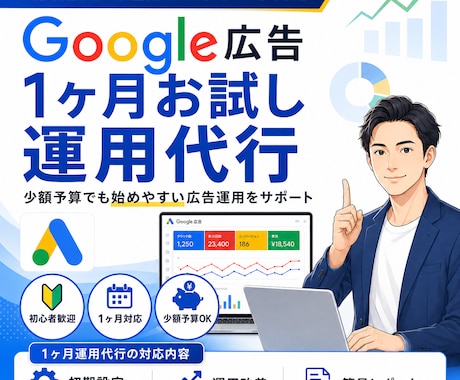 運用歴5年の現役者がGoogle広告を運用します 少額予算OK｜初期設定・改善・レポート対応 イメージ1