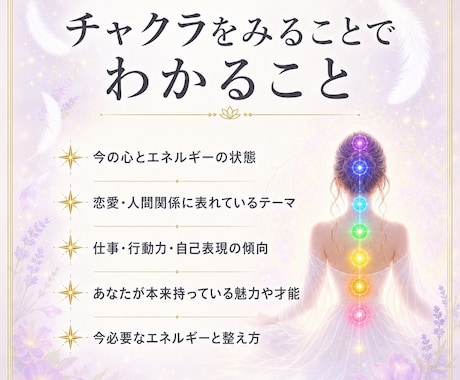 7つのチャクラから今のあなたを読みます 写真から心・人間関係・行動力を読み解きます イメージ2