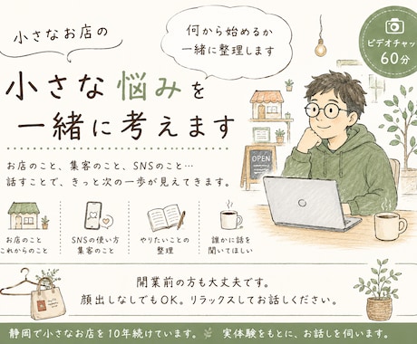 小さなお店の小さな悩みを一緒に考えます 実店舗10年。何から始めるか整理します。 イメージ1