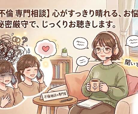 不倫の恋、こんがらがったお気持ちを一緒に整理します 【否定０】誰にも言えない心の叫び、そのまま吐き出してください イメージ1