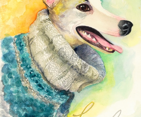 ハガキ～A4サイズで動物ちゃんの似顔絵描きます 水彩でふんわり優しく♬.*ﾟ可愛らしい表情を描きます イメージ2