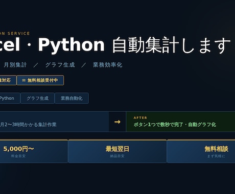 Excel×Python手作業ゼロ・翌日納品します 月2〜3時間の集計作業をボタン1つで解決 イメージ1