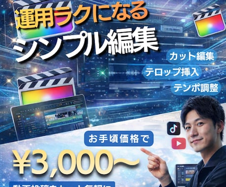 投稿・運用を前提にしたシンプルな動画編集を行います YouTube初心者の方も安心してご依頼ください イメージ1