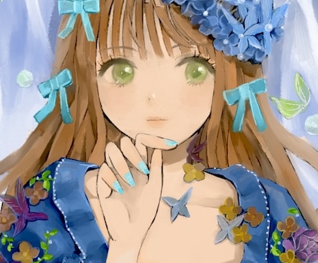 おまかせOK⭐︎お花の似合う人物イラスト描きます お花のご指定可能！テーマなどありましたらお伝え下さい♪ イメージ1
