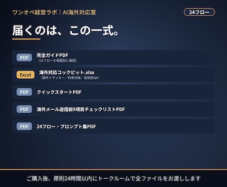 海外対応の英語メールをAIの型で仕組み化します 24フロー＋Excel台帳。言いすぎ・約束しすぎを防ぐ型 イメージ2