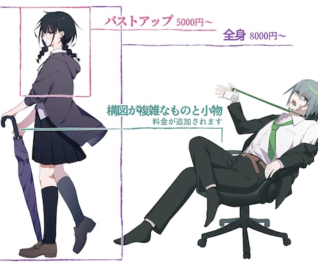 キャラクターのデザインと立ち絵イラスト制作します 動画配信やTRPG等のキャラクター立ち絵に。 イメージ2
