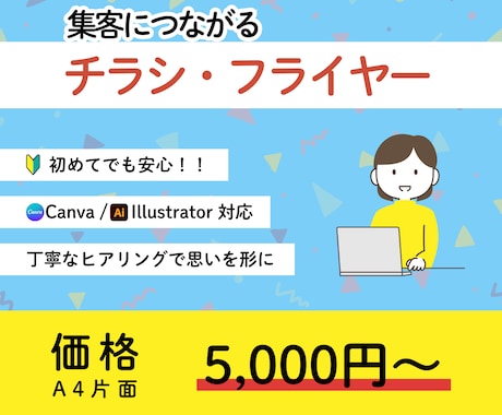 お客様の記憶に残るチラシをデザインします 印象に残りつつ、的確にお客様に届くデザインをご提案します！！ イメージ1