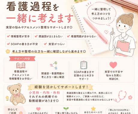 看護過程を一緒に考えます 実習の悩みやアセスメント整理をサポート✧︎ イメージ1