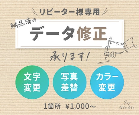 リピーター様専用！納品済データを修正します 以前作成しましたチラシやポスターなどの一部変更を承ります イメージ1