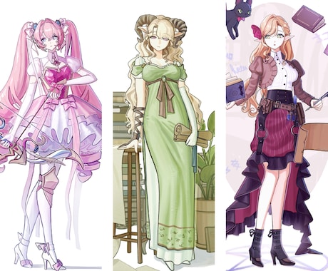 全身立ち絵、キャラクターデザインを制作します VTuber、配信、ゲームなどあなただけの立ち絵を形に！ イメージ2