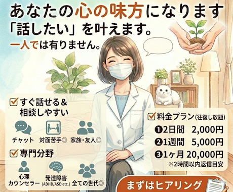 あなたのこころのなやみ、受け止めます こころの悩み、こころの病気、発達障害などご相談下さい イメージ1