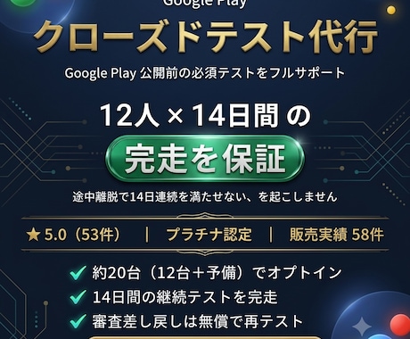 Androidクローズドテスト14日保証代行します イメージ1
