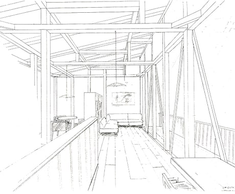 手描きパース描きます 図面通りの寸法のインテリアパース イメージ1