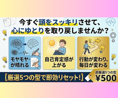 頭のモヤモヤ・不安をリセット！思考の整理術あります 書き出すだけでスッキリ！グルグル＆モヤモヤを解消！実践シート イメージ2