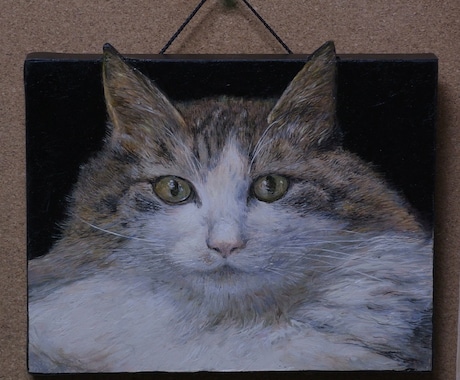 猫顔を油絵で写実的に描きます 愛猫があなたをずっと見つめてくれます。 イメージ1