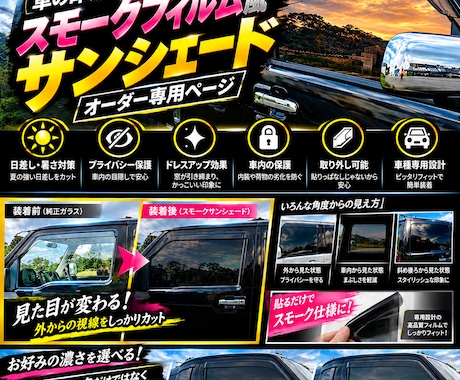 着脱式スモークフィルムサンシェードを製作します イメージ1
