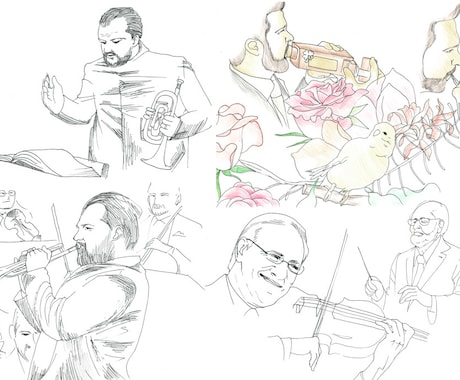 クラシック・オーケストラ・吹奏楽イラスト制作します クラシック演奏の様子、舞台イメージなどをイラストにします。 イメージ1