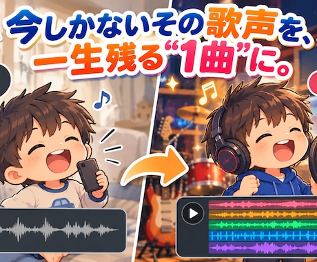 お子さまの歌声を本格的な音源に仕上げます イメージ1