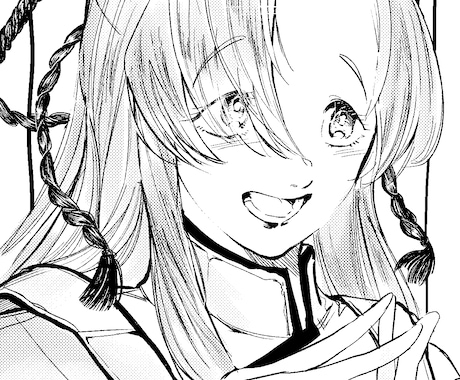 漫画風 モノクロ イラスト 1枚絵 挿絵 描きます 挿絵、一枚絵、夢絵などお好きなシチュエーションを描きます イメージ1