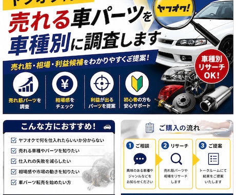 ヤフオク向け車パーツ調査します 仕入れや売れ筋選びをサポートします イメージ2