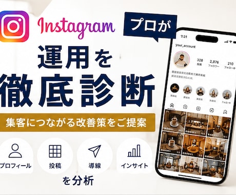 Instagram運用を診断し改善案をご提案します 投稿・プロフィール・導線を分析し、改善策を具体化します。 イメージ1