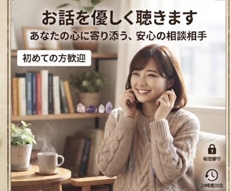 寂しい」「話したい」。丸ごと優しくお聴きします お友達に話すみたいに、何でも吐き出してください。 イメージ1
